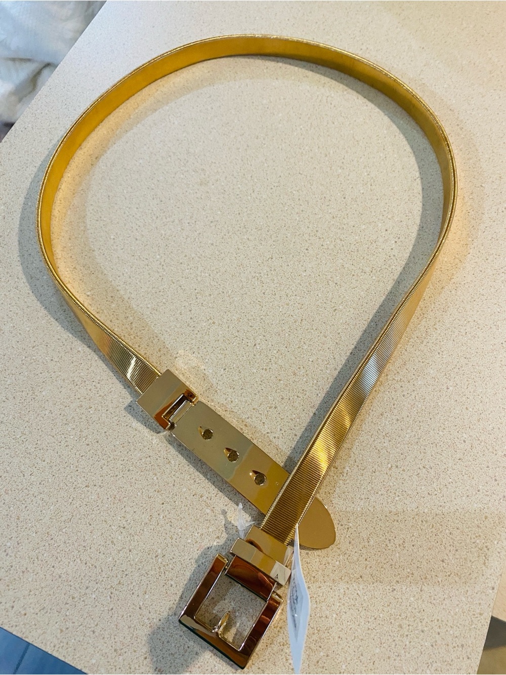 Gold Metallic Women's Waist Strech Belt - Stylish Shine